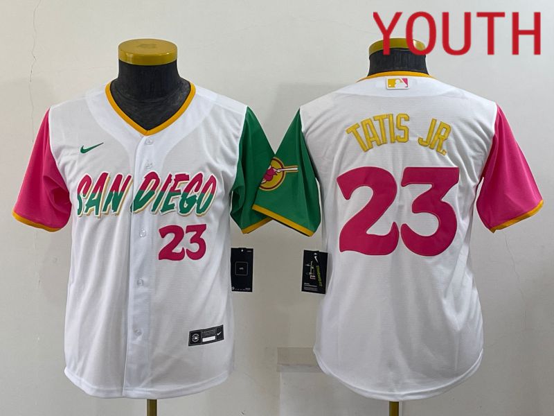 Youth San Diego Padres #23 Tatis jr White City Edition Game Nike 2022 MLB Jerseys->youth mlb jersey->Youth Jersey